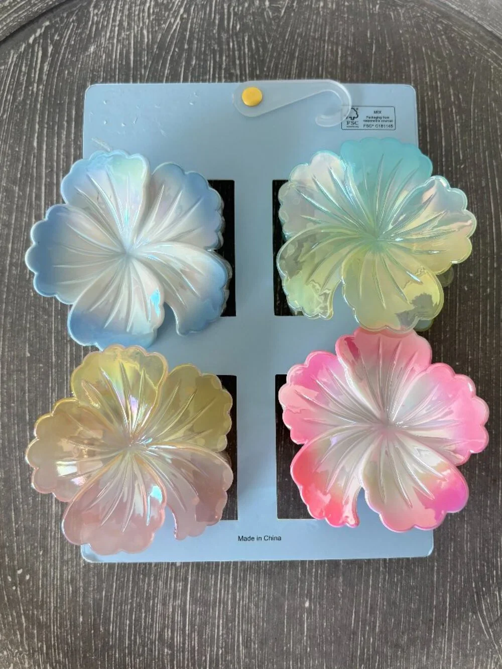 NWT - Piper K - Set of 4 - Iridescent Plumeria Hair Claw Clips